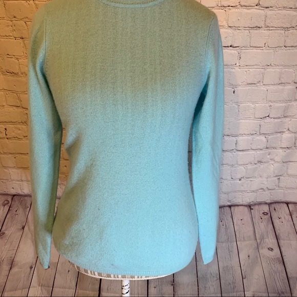 Charter Club aqua cashmere crewneck sweater, M - Picture 3 of 6